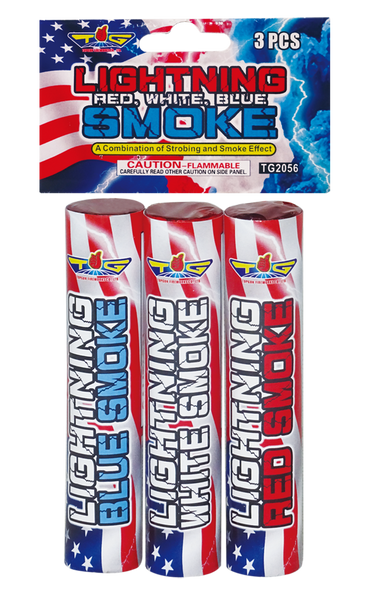 Lightning Red, White, Blue Smoke